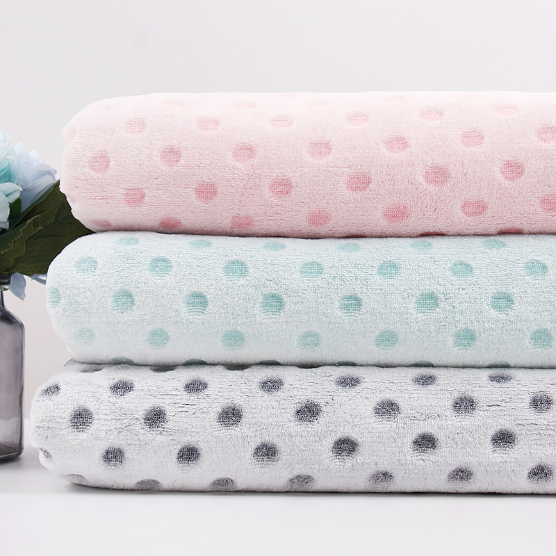 印花法兰绒布 波点圆点印花剪花法兰绒面料 鞋帽毛绒玩具睡衣面