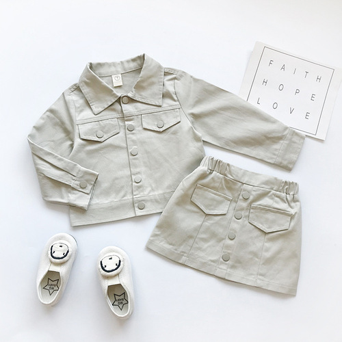 2024 Children's Clothing Spring New Girl Skirt Suit Baby Girl Fashion Two-Piece Suit Girls Internet Celebrity Suit Western Style