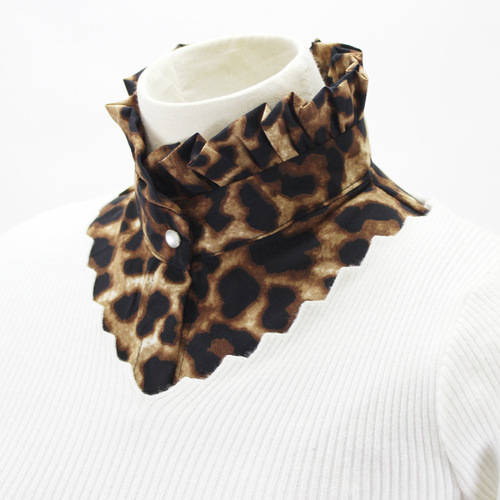 Fake collar Detachable Blouse Dickey Collar False Collar Pop leopard bow fake collar pleated turtleneck sweater with collar