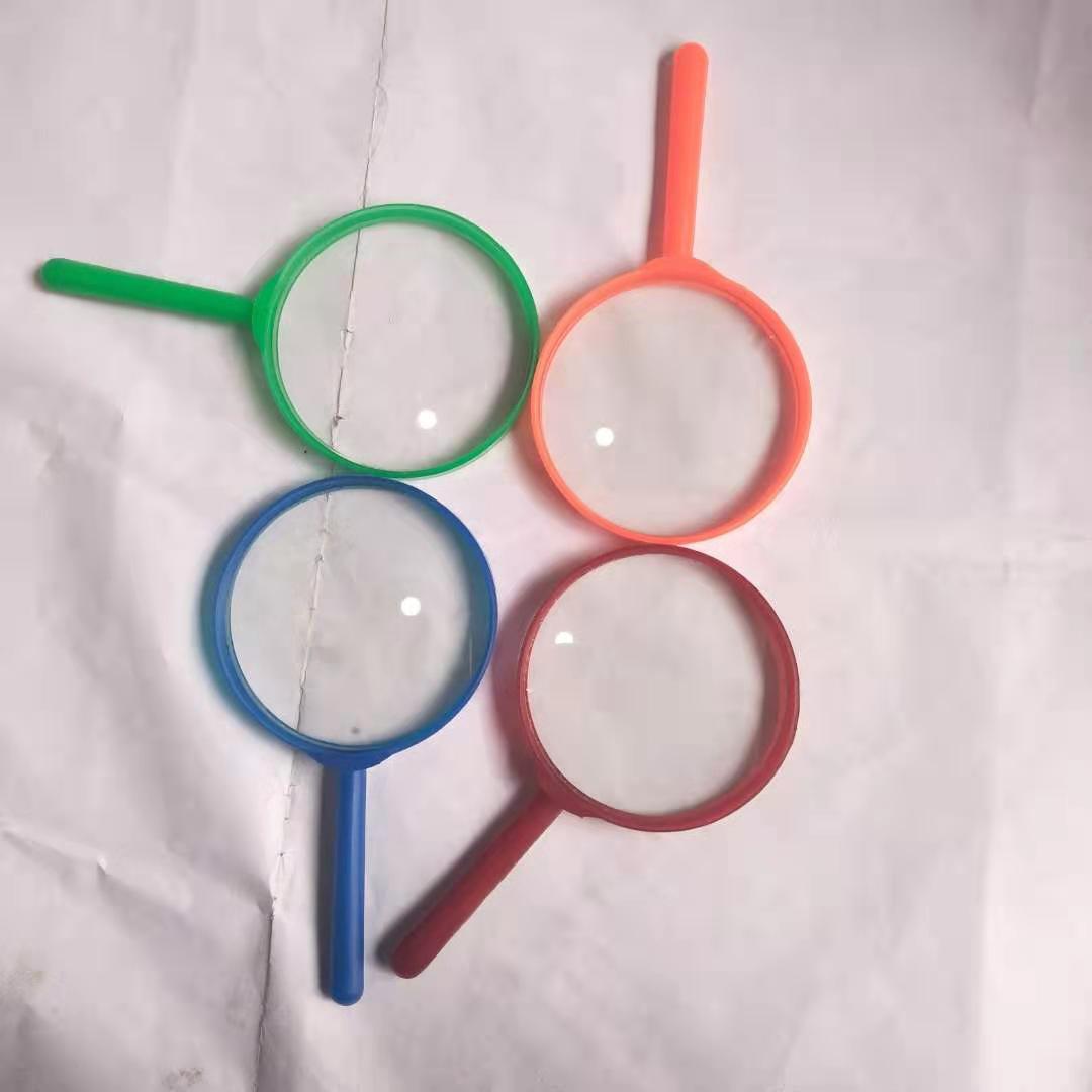 手持90彩色放大镜 家用手持老年人看图看字放大镜学生物理学习