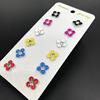 Fashionable colorful earrings flower-shaped, multicoloured spray paint, card holder, set, accessory, suitable for import, new collection, 6 pair