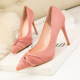 628-60 han edition sexy nightclub show thin suede shoes high heel with shallow mouth pointed bow single woman shoes