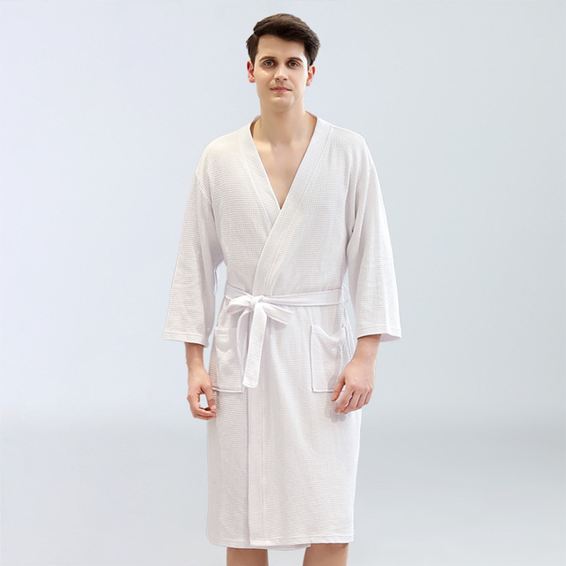 外贸cvc浴袍男士跨境可定制logo批发日式浴衣男美容促销礼品睡袍 价格
