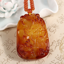 二代琥珀蜜蜡原石厂家批发俏色龙牌吊坠冬款毛衣链景区展销会商品