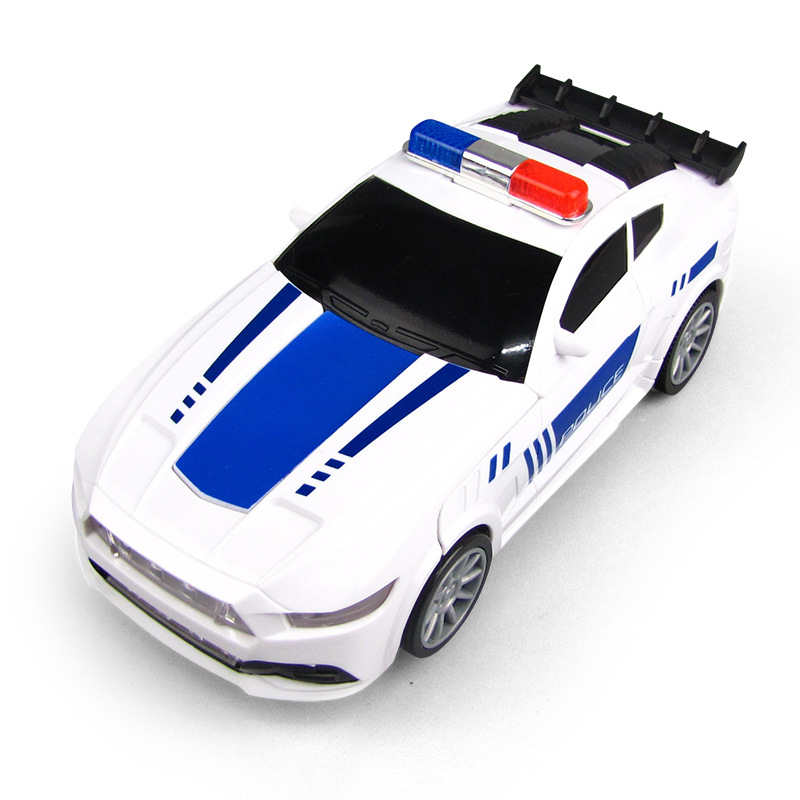 Tiktok mismo coche deformación eléctrica Universal Light Music niños policía coche de juguete robot puesto Venta caliente