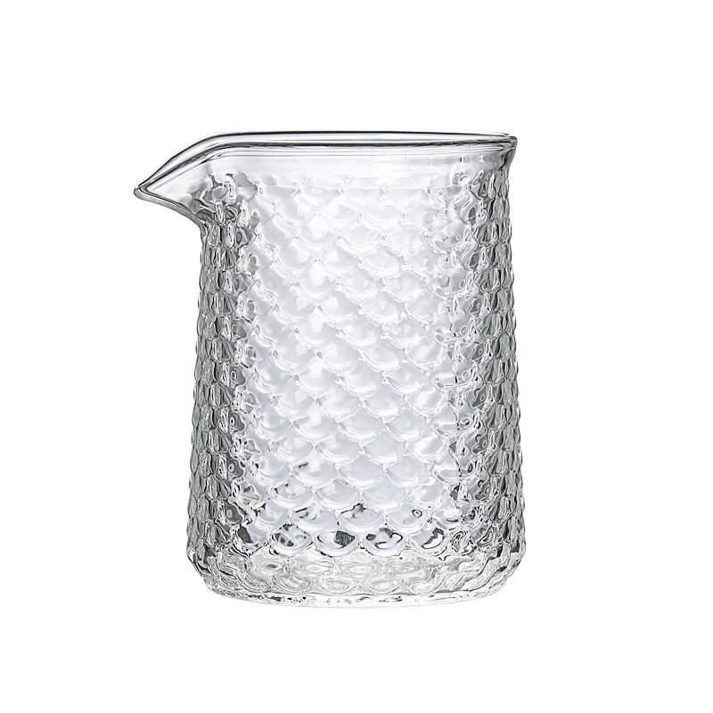 锤纹公杯  鱼鳞纹高硼硅玻璃杯   高硼硅玻璃公道杯品茗杯