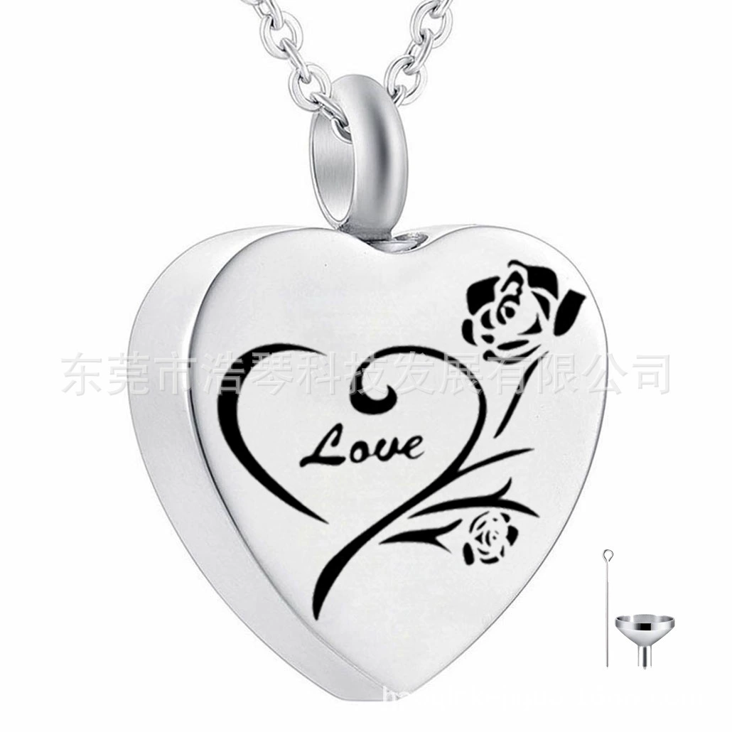 Европейские и американские ювелирные изделия простой персонализированный флакон духов из титановой стали в форме сердца Роза пекарная шкатулка кулон домашнее животное пекарное ожерелье
