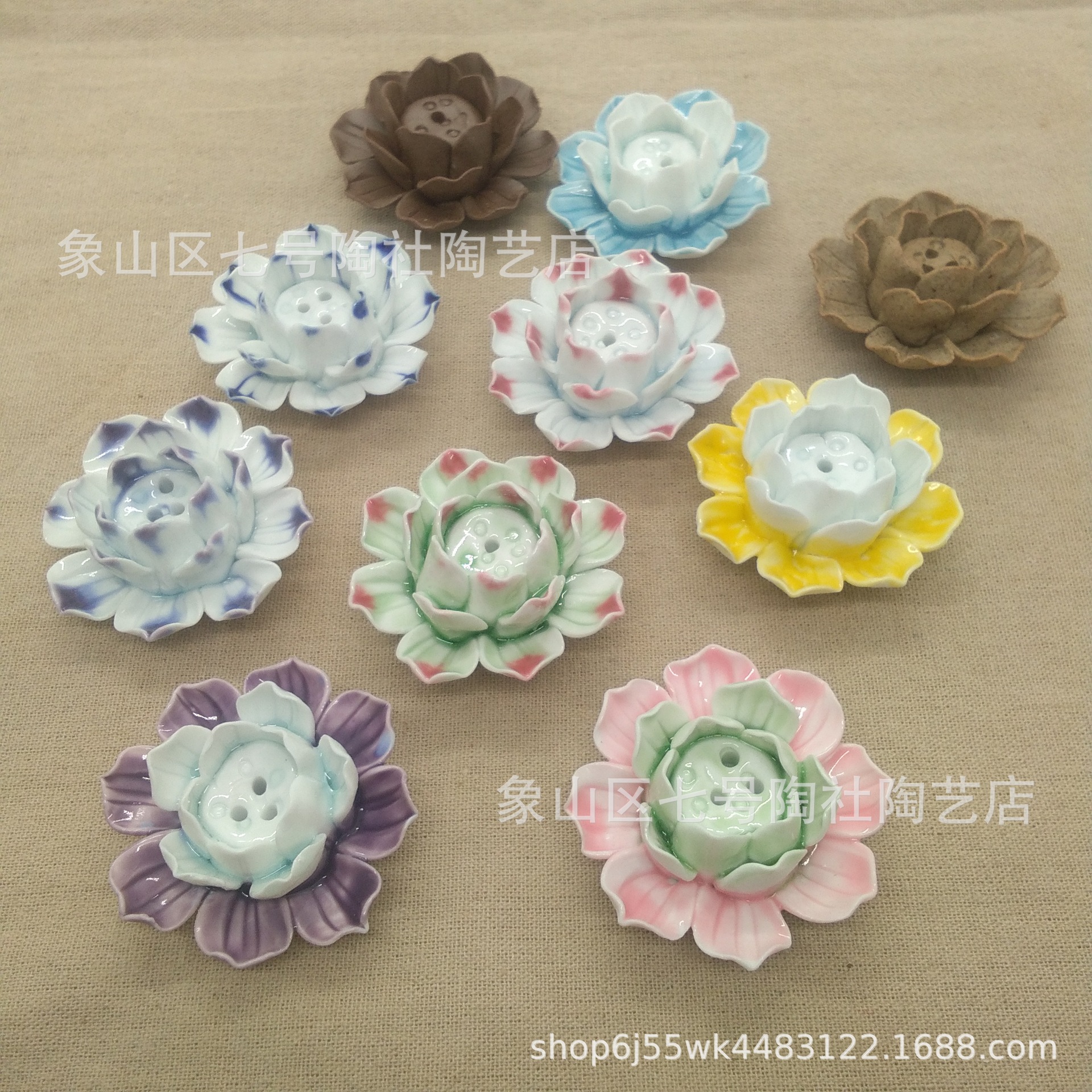 一孔香插国粹手工莲花香立线香塔尖香具荷花香座香具厂家批发定做|ms