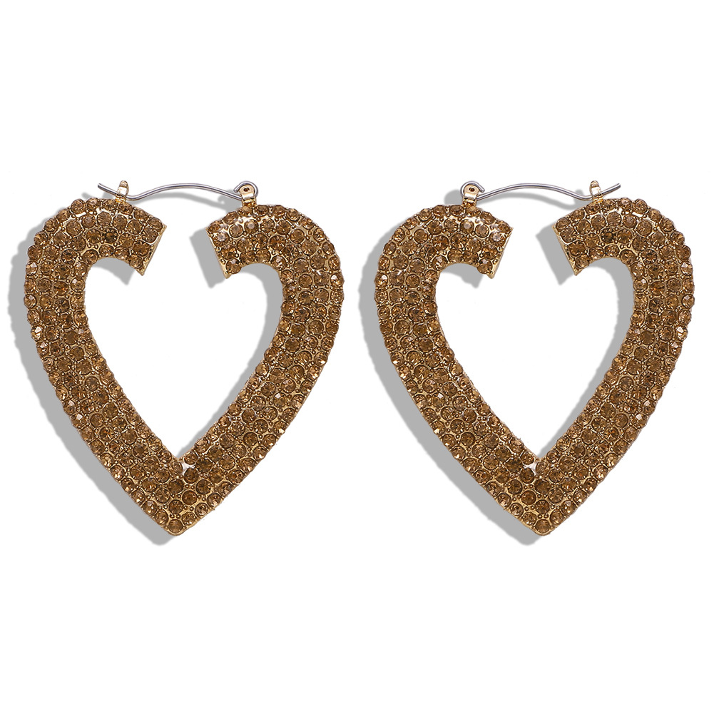 Baub Même Style Alliage Diamant En Forme De Coeur Boucles D'oreilles Européen Et Américain De Mode Boucles D'oreilles Raffiné Sauvage Boucles D'oreilles Jiaqi Ornement En Gros display picture 6