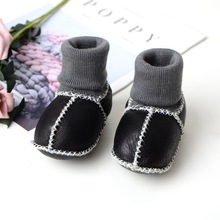 冬季皮毛一體嬰兒鞋襪軟底男寶寶棉鞋6-12個月不掉學步鞋女0-1歲