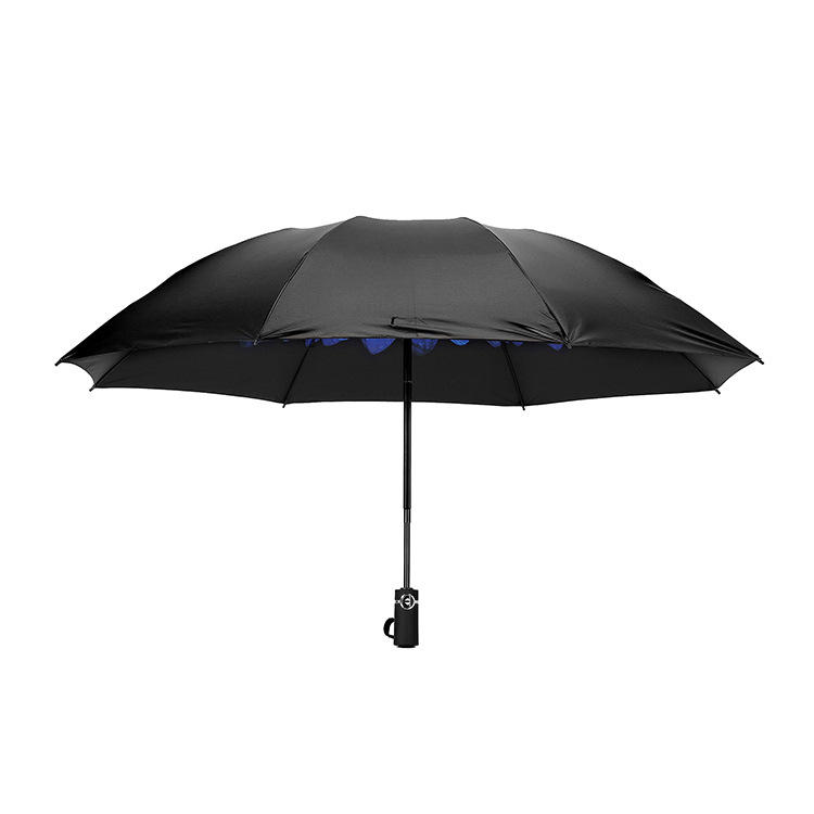 电商黑胶防紫外线自动三折雨伞防晒晴雨伞折叠创意花色遮阳伞logo