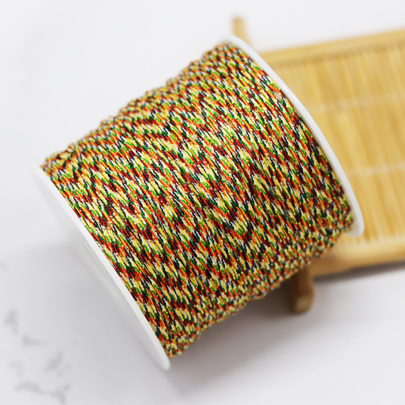 DIY玉线ABCD五色线手工编织绳五彩线手链五彩加金线菩提串珠绳金-阿里巴巴