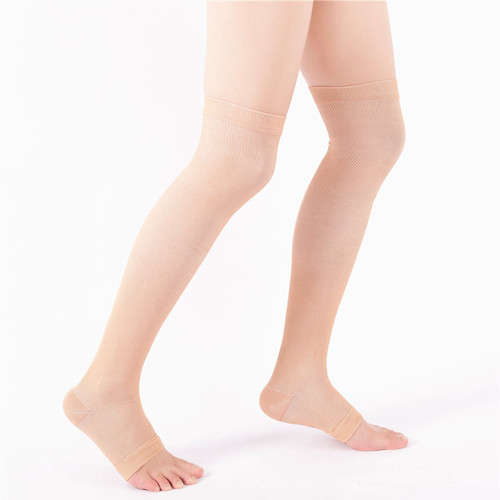 Spring and autumn over-the-knee long leg tights for men and women, sports open-toe pressure socks, nylon socks, manufacturer wholesale, anti-flexion and stretch