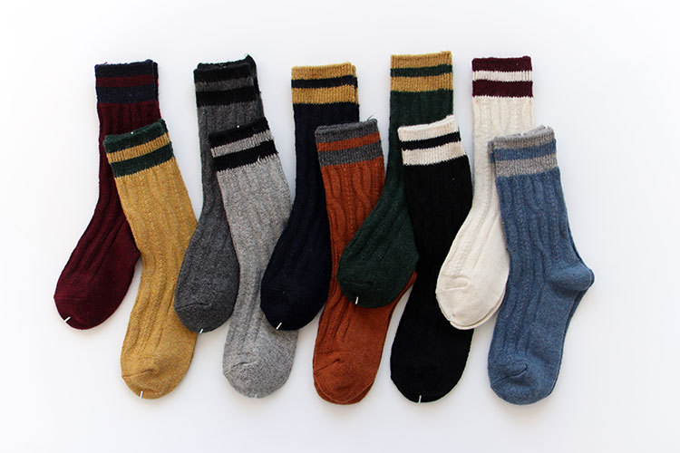 warm wool double needle middle tube socks  NSFN40112