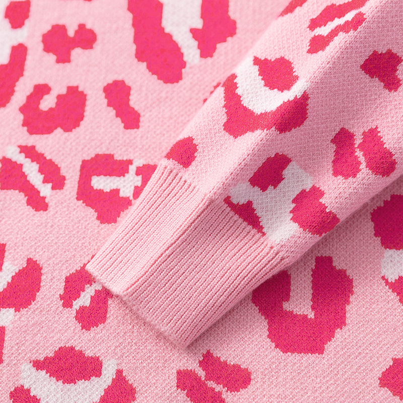Suéter de Amazon para niños otoño e invierno nuevo suéter de estampado de leopardo europeo y americano suéter de fondo para Niñas Ropa para niños