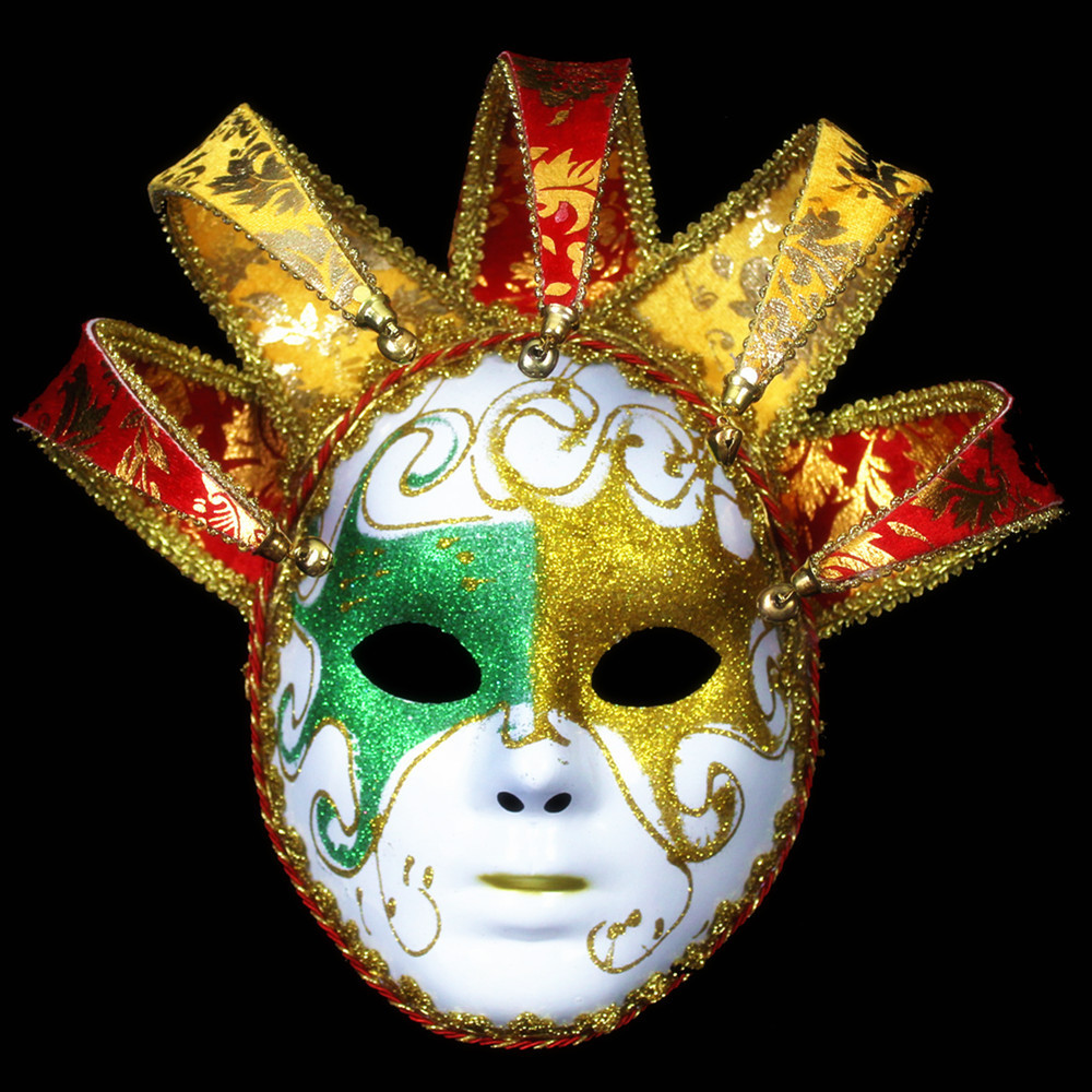 10000 Halloween Masquerade de alta gama de Venecia antiguo pintado a mano payaso de 7 esquinas con Bell yin y yang máscara facial