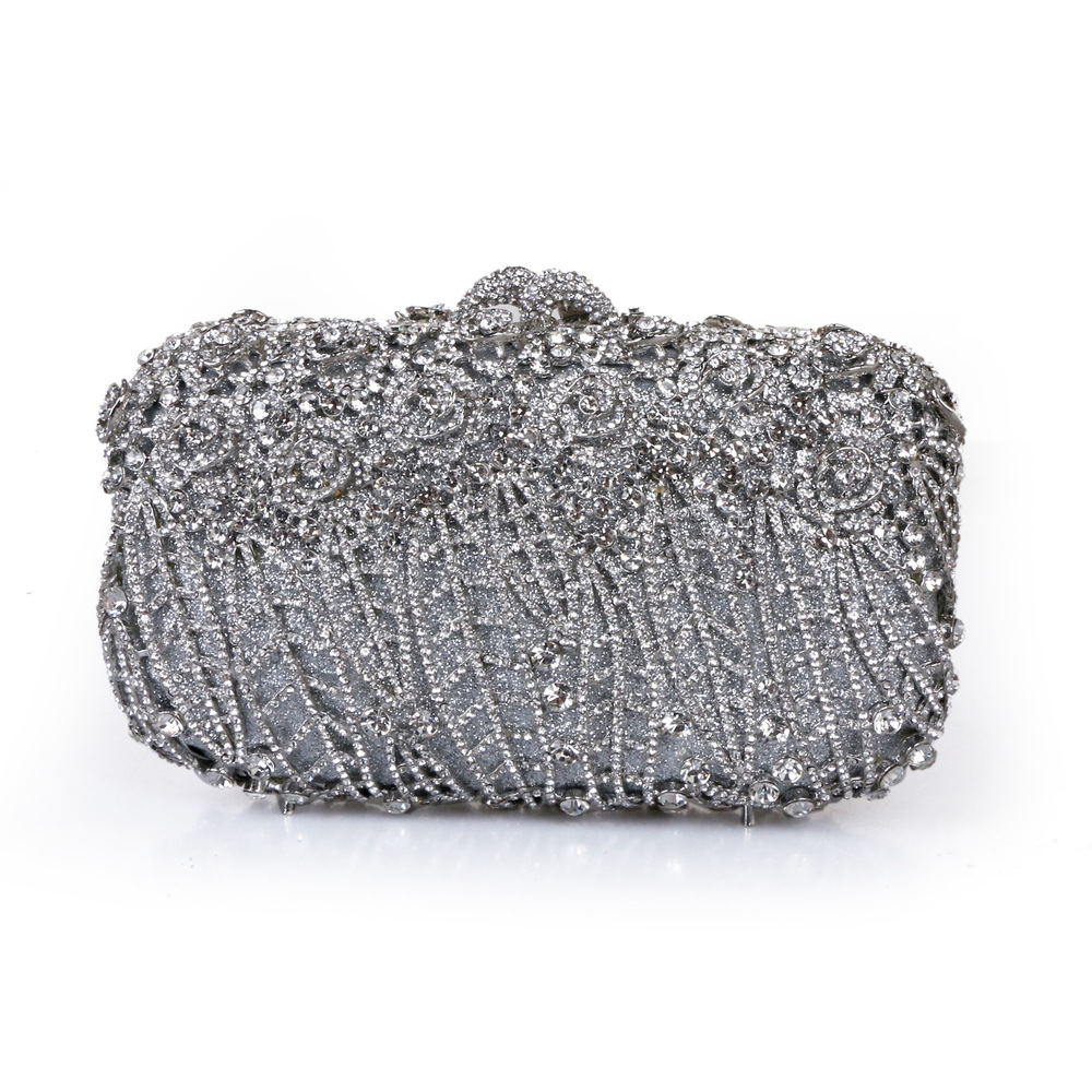 Bolsas de banquete de damas europeas y americanas no vacías de metal rosas de diamantes bolsas de cena de cristal hechas a mano con diamantes Aliexpress