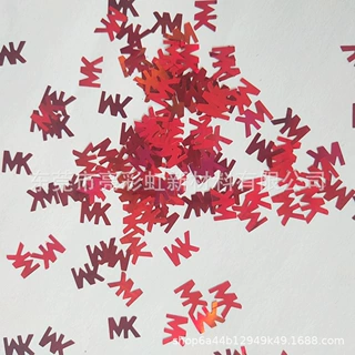 镭射大红金葱粉亮片 MK形 NK形 字母形闪光片 礼品饰品填充亮片