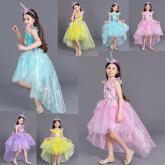 International Halloween cosplay unicorn rainbow dress for girls, Princess MLP costume, Amazon AliExpress