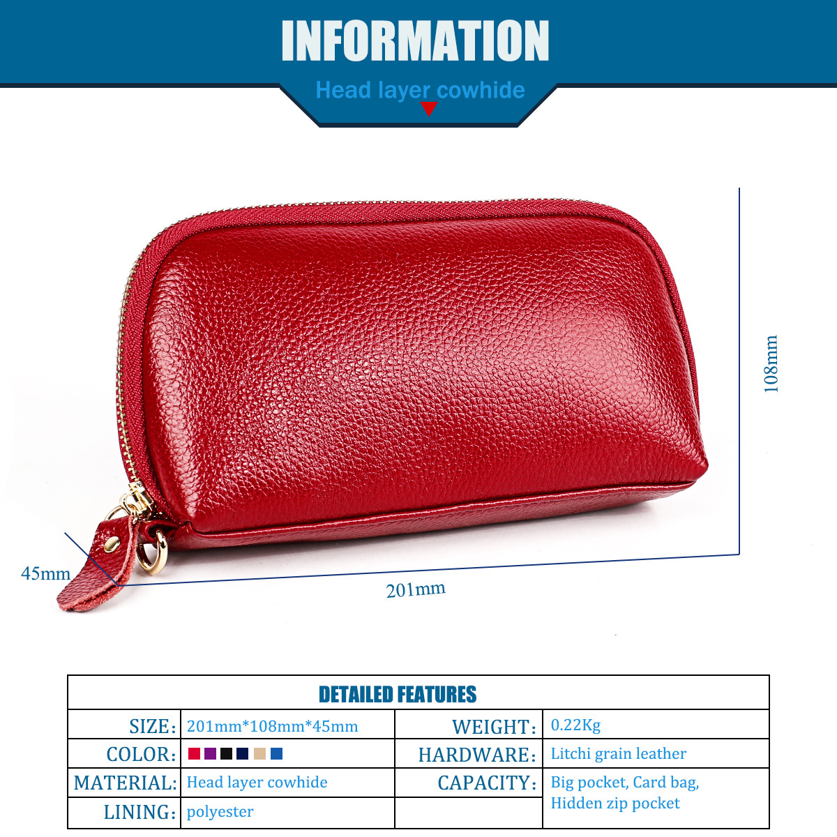 New Style Handbags Clutches Multifunctional Large-capacity Leather Wallets First Layer Cowhide Coin Purse Clutch Bag display picture 3