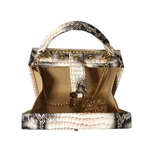 Concave python print leather women's bag European and American style box handbag foreign trade shoulder crossbody PU bag dropshipping