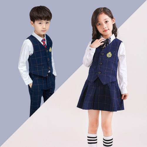 Kindergarten uniforms, spring and autumn clothing, children's college style vest suits, primary school uniforms, class uniforms, customized LOGE