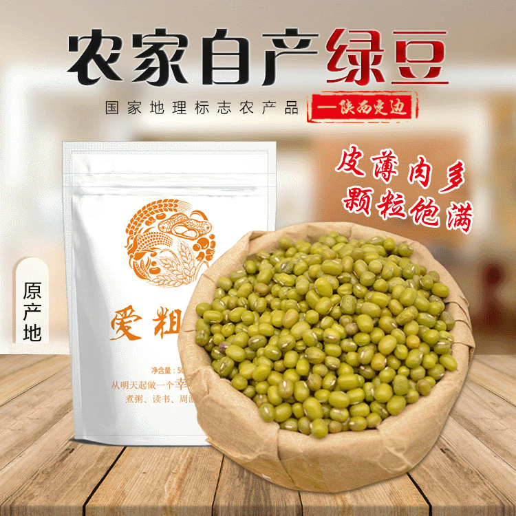 綠豆陝北明綠豆 農家特産綠豆明綠豆 五谷雜糧綠豆真空包裝490g