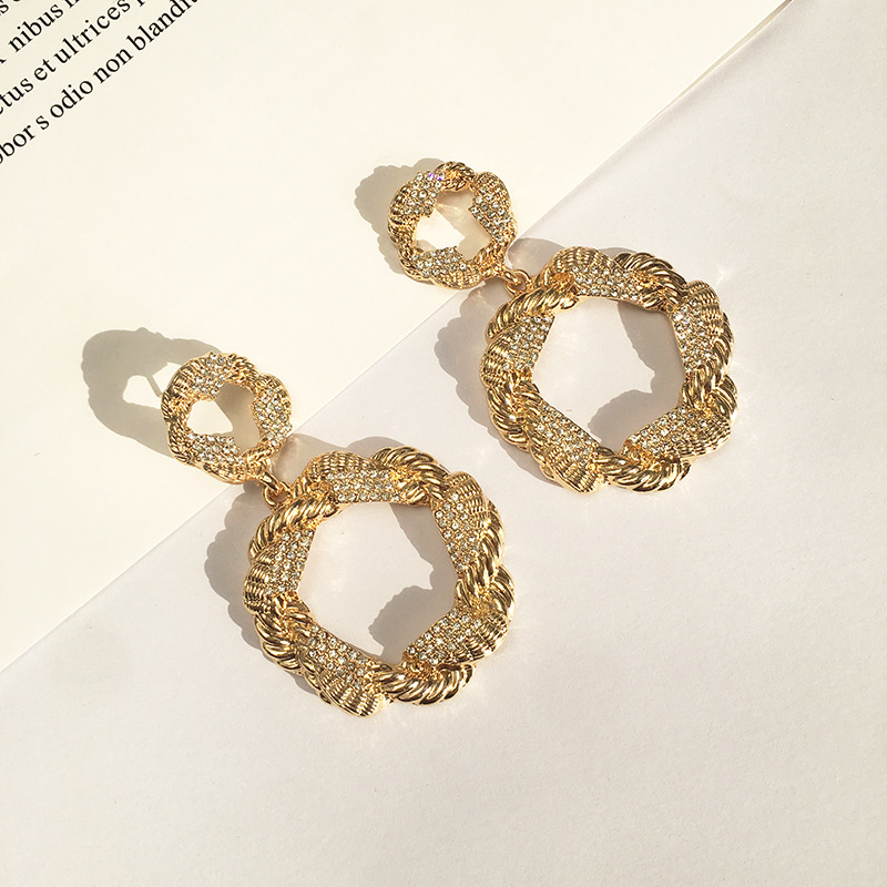 Fashion Geometric Alloy Plating Artificial Rhinestones Earrings 1 Pair display picture 5