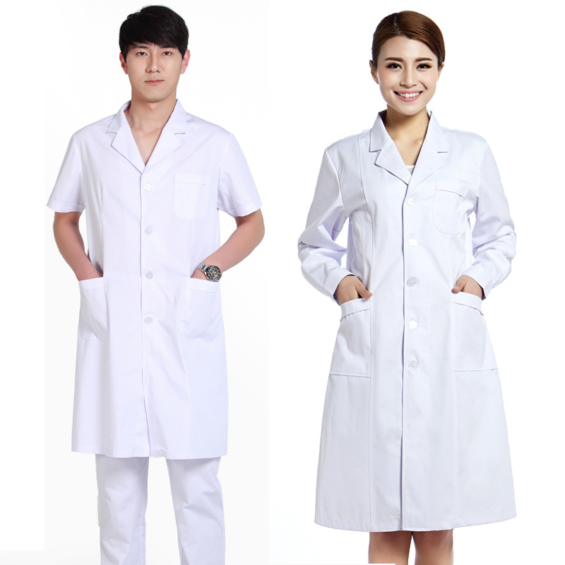 白大褂长袖大码医生服夏装护士服实验服 药店工作服定制一件代发