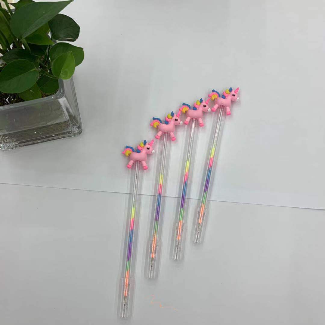 Coreano de dibujos animados unicornio fluorescente pluma de gel estudiante fluorescente marcador multicolor Flamingo color pluma de gel