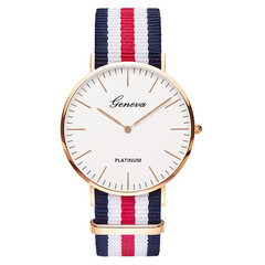 Classic and simple ultra-thin large dial watch two-hand color matching nylon canvas with quartz watch men and women casual couple watch