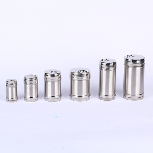 Rotatable stainless steel powder bucket seasoning jar seasoning pepper jar seasoning box seasoning box barbecue bottle barbecue accessories