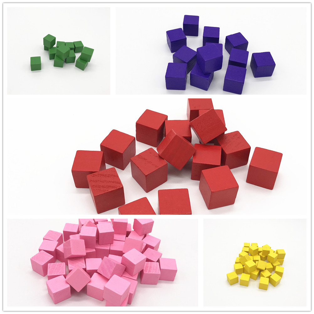 儿童早教木制玩具启蒙积木块彩色正方形20*20mmdiy木质工艺品