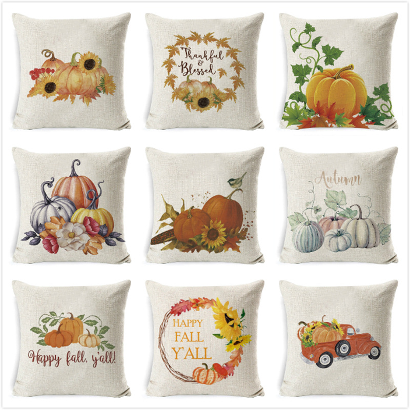 热销爆款感恩节图案沙发抱枕靠 跨境热卖圣诞节枕套厂家定制抱枕|ms