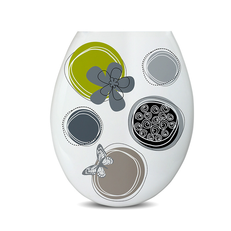 Cubierta de inodoro engrosada impresa cubierta de asiento de inodoro accesorios de plástico PP estilo europeo ordinario en forma de U 18 pulgadas cubierta de inodoro