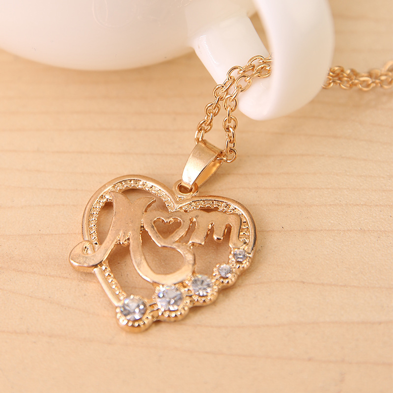 Hot Selling Fashion Trends New Mother's Day Mom Mother Love Hollow Necklace Wholesale Nihaojewelry display picture 3