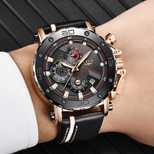 LIGE cross-border exclusive quartz watch calendar multi-functional waterproof watch chronograph