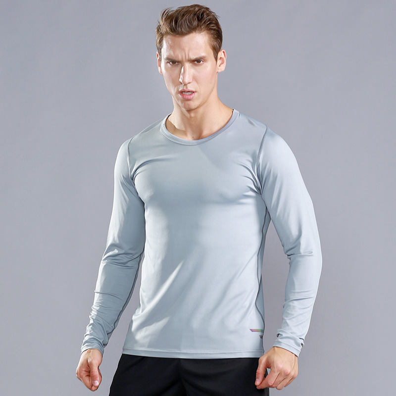 Workout clothes men motion Slim coat Long sleeve Quick drying Basketball run train Fitness clothing T-shirts customized