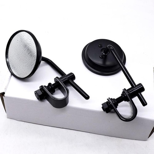 哈雷摩托车改装后视镜铁杆辅助镜倒车镜通用个性小圆镜凸面反光镜