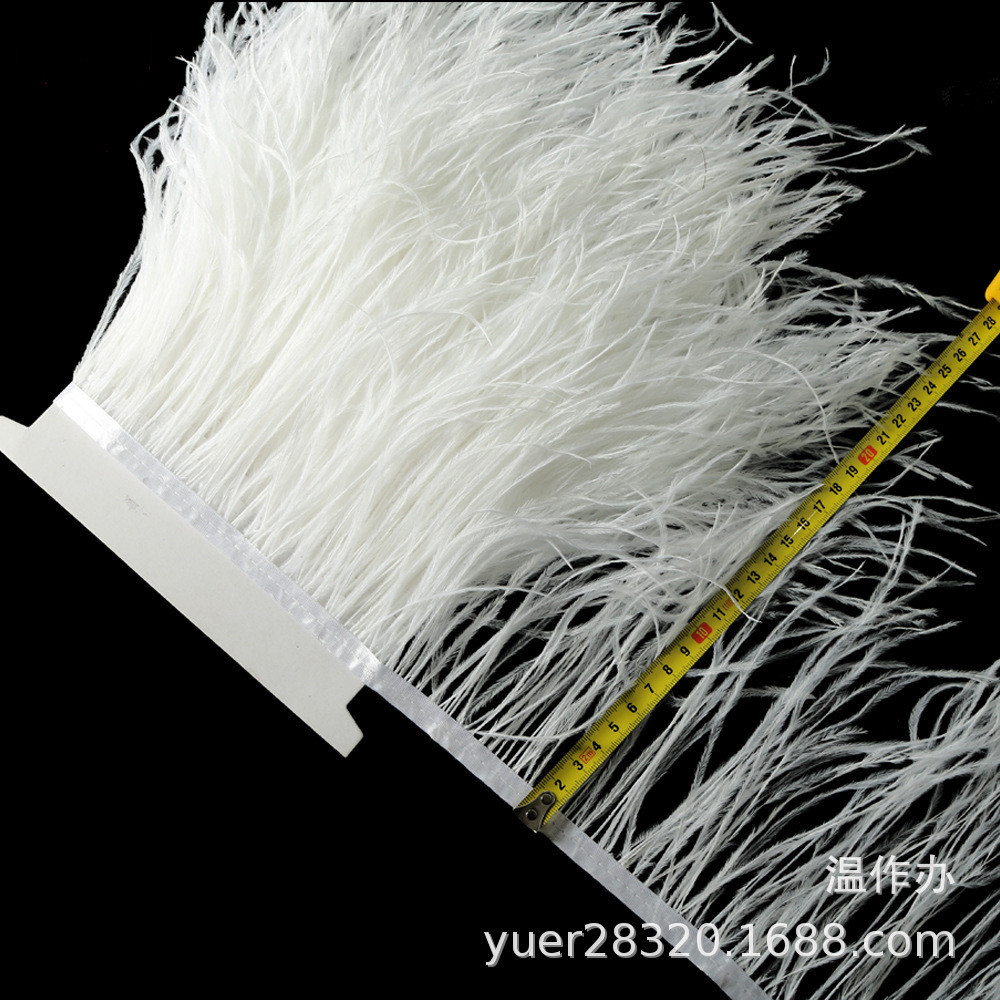 厂家直供长鸵鸟毛布边婚纱礼服羽毛裙边52款色18-25cm花边10米起
