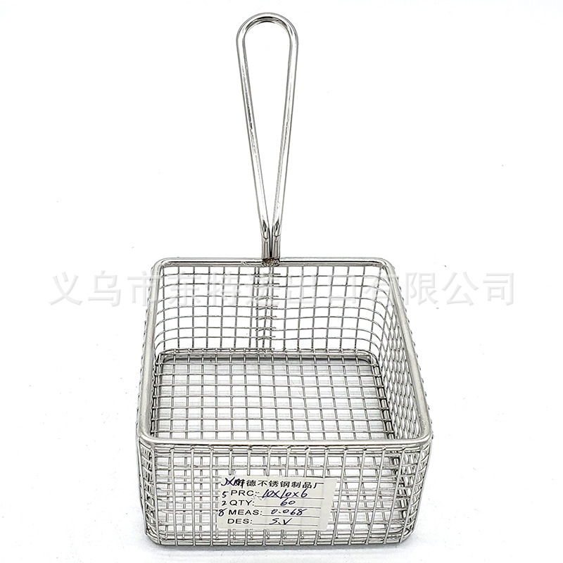 Factory direct sales of stainless steel frying baskets and sieves, French fries frying baskets, deep-frying baskets, filters and sieves, snack and pastry baskets and frames detail image 9