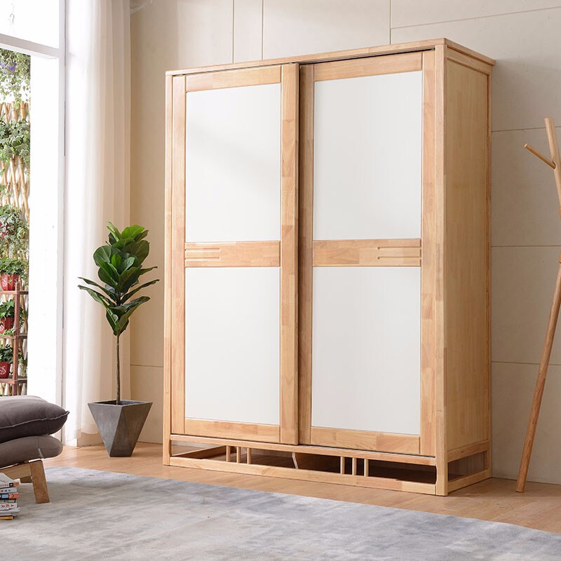 北欧实木衣柜简约现代经济型推拉门趟门移门衣柜小户型卧室衣橱