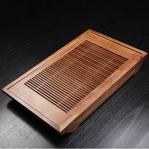 Factory Direct Selling Solid Wood Tea Tray Boat Shaped Oak Drawer Style Home Gongfu Tea Set Serving Plate Wooden Tea Sea Tea Table