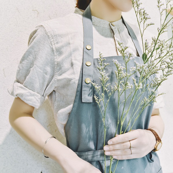 Nórdico delantal de algodón micro impermeable cocina leche té cafetería restaurante manicura moda coreana ropa trabajo hombres y mujeres