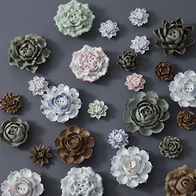 香插香炉手工陶瓷倒流香香插香座线香般若禅佛教镇纸牡丹荷花香托|ru