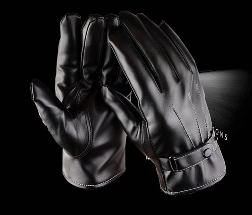 New Men's Velvet Thickened PU Warm Gloves Fashionable Three-String Winter Cycling Touch Screen Winter Gloves Outdoor