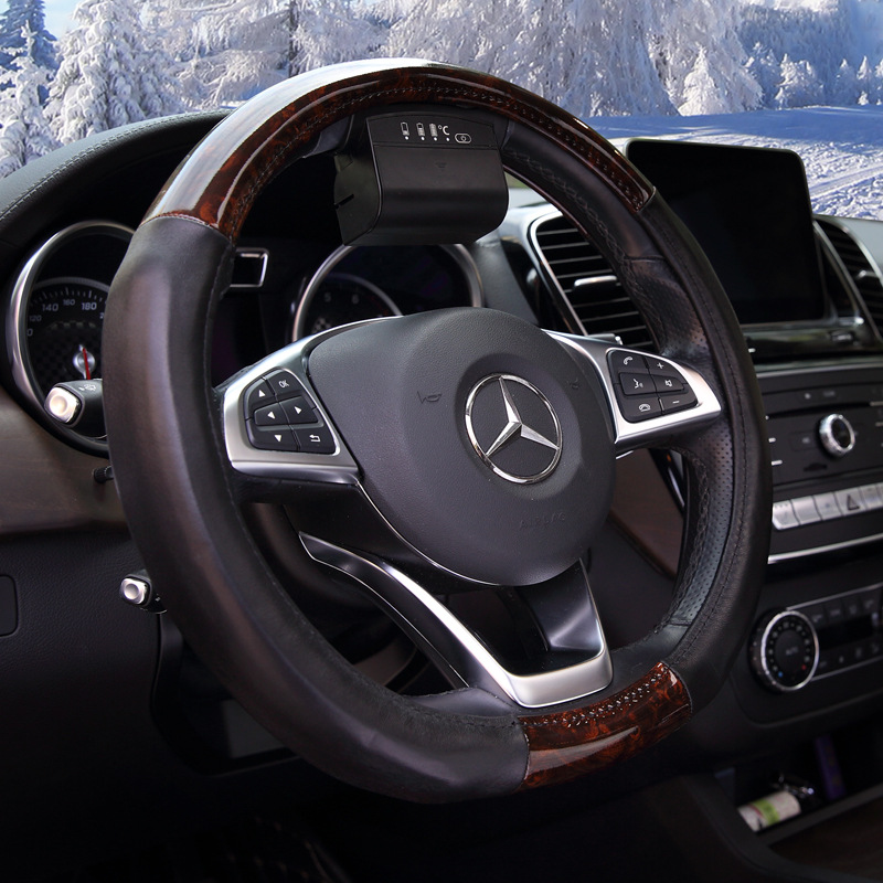 汽車加熱方向盤套壹件代發冬季方向盤套真皮電加熱把套保暖方向盤