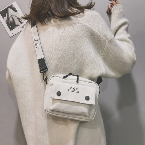 One-shoulder canvas women's bag  new Korean style letter bag simple crossbody bag women's shopping casual bag
