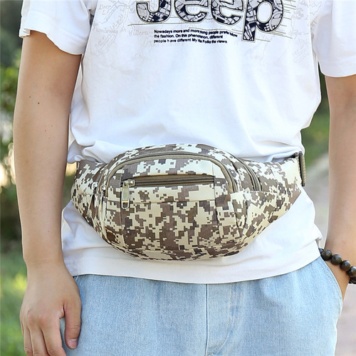 Factory wholesale men's and women's waist bags, multifunctional anti-theft mobile phone bags, large capacity casual shoulder bags, fashionable camouflage waist bags