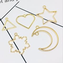 Five-pointed star, triangle, heart-shaped geometric, irregular earrings, ear needles, ear hooks, pendant, plated with KC gold, swimming color-preserving